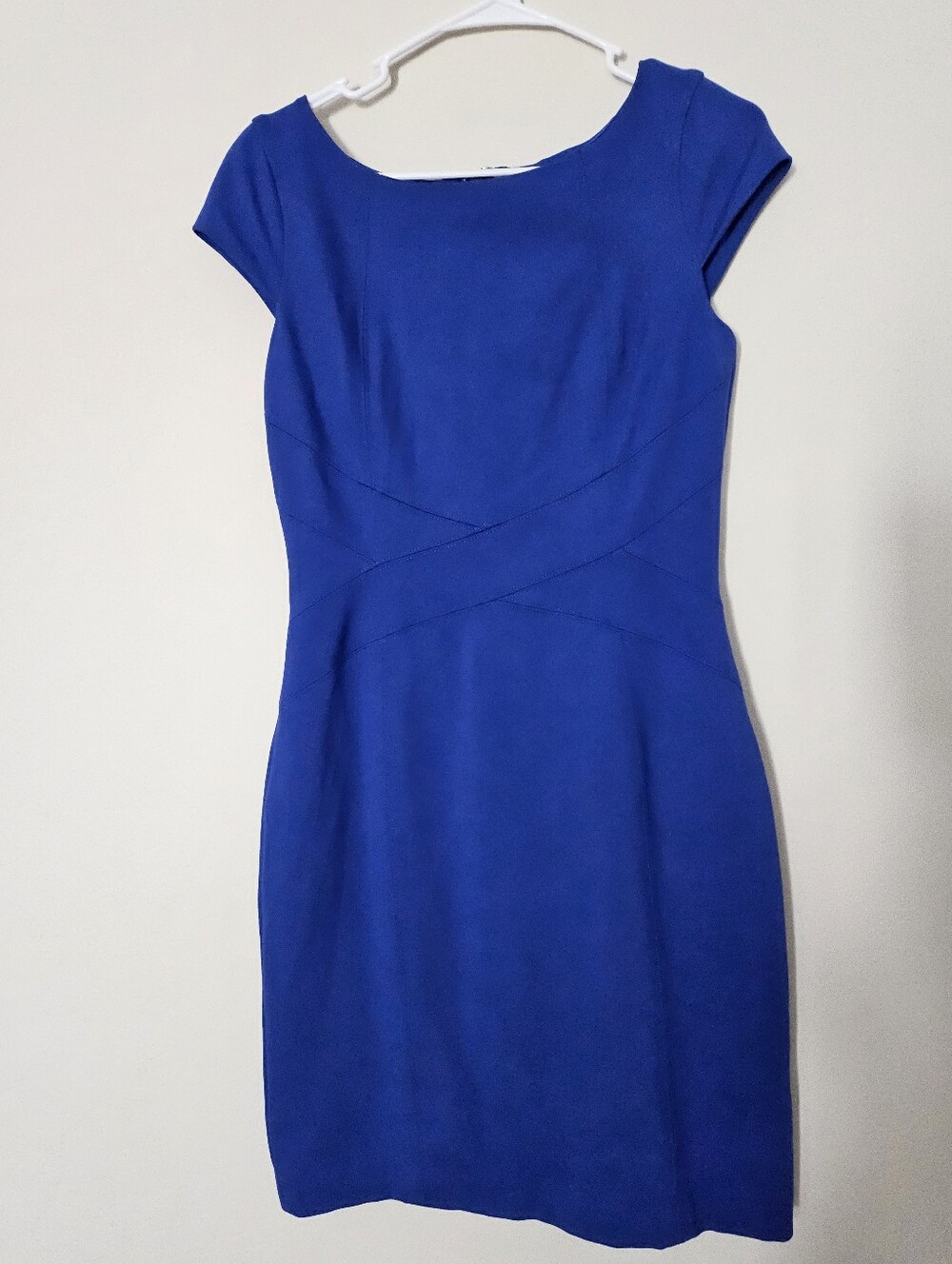 White House Black Market Cobalt Blue Cap-Sleeve Sheath Dress